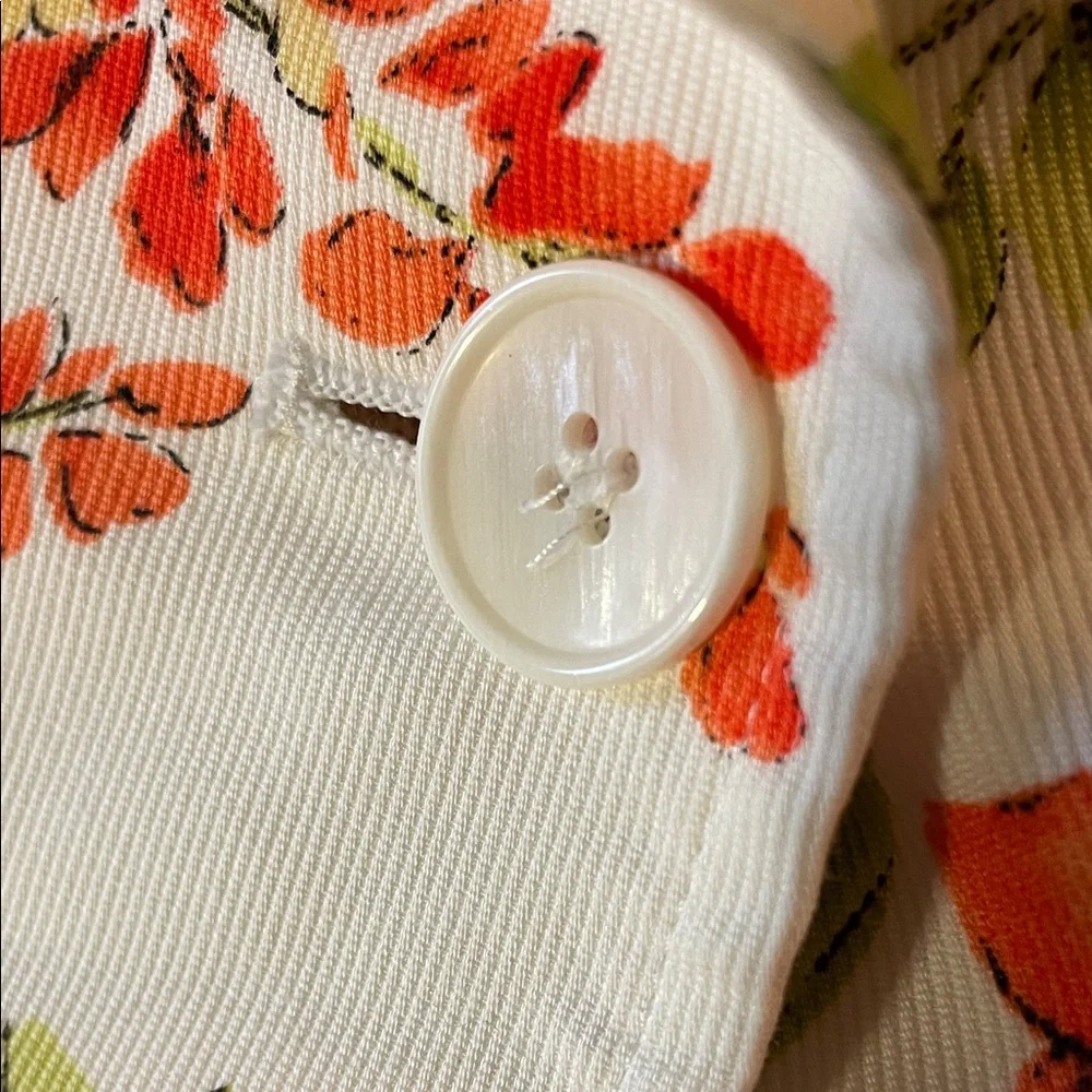 Talbots Cream Floral Notch-Lapel Blazer with Pink & Orange Blooms - Picture 3 of 5